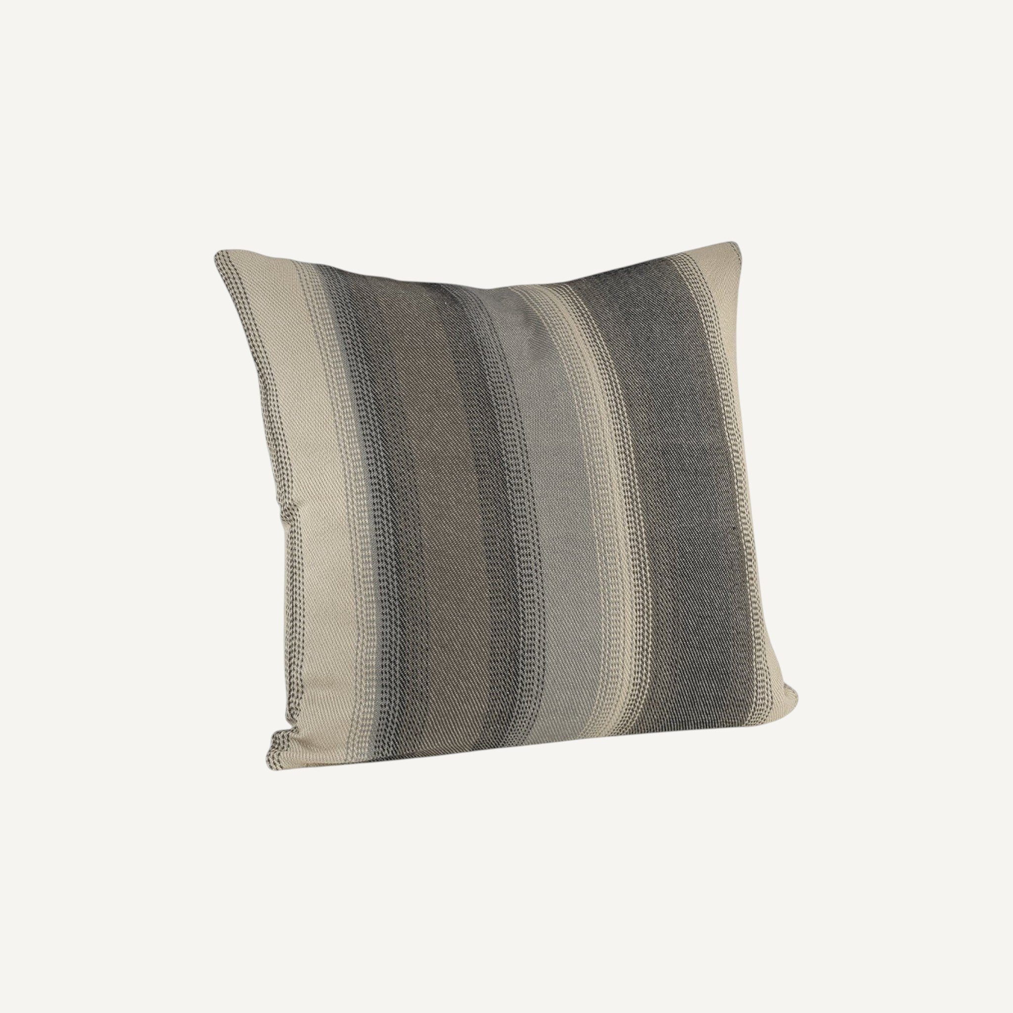 Lyckåsen Adonis striped cotton cushion cover in natural grey and beige tones with a woven textured finish.