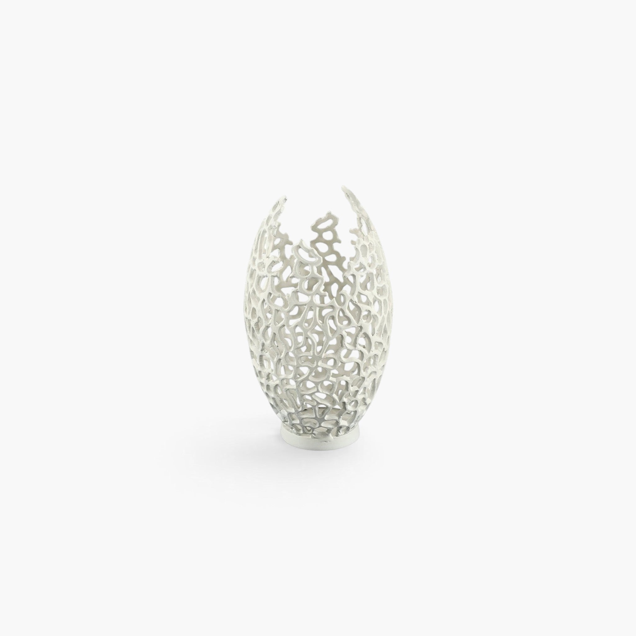 Lyckåsen Bari ivory metal lantern with a decorative organic cut-out pattern for atmospheric lighting