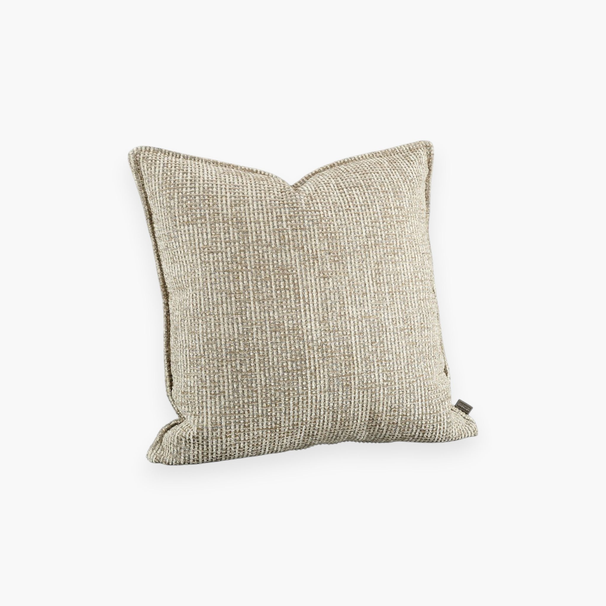 Lyckåsen Chanel liver chenille cushion cover with jacquard weave and decorative side seams.