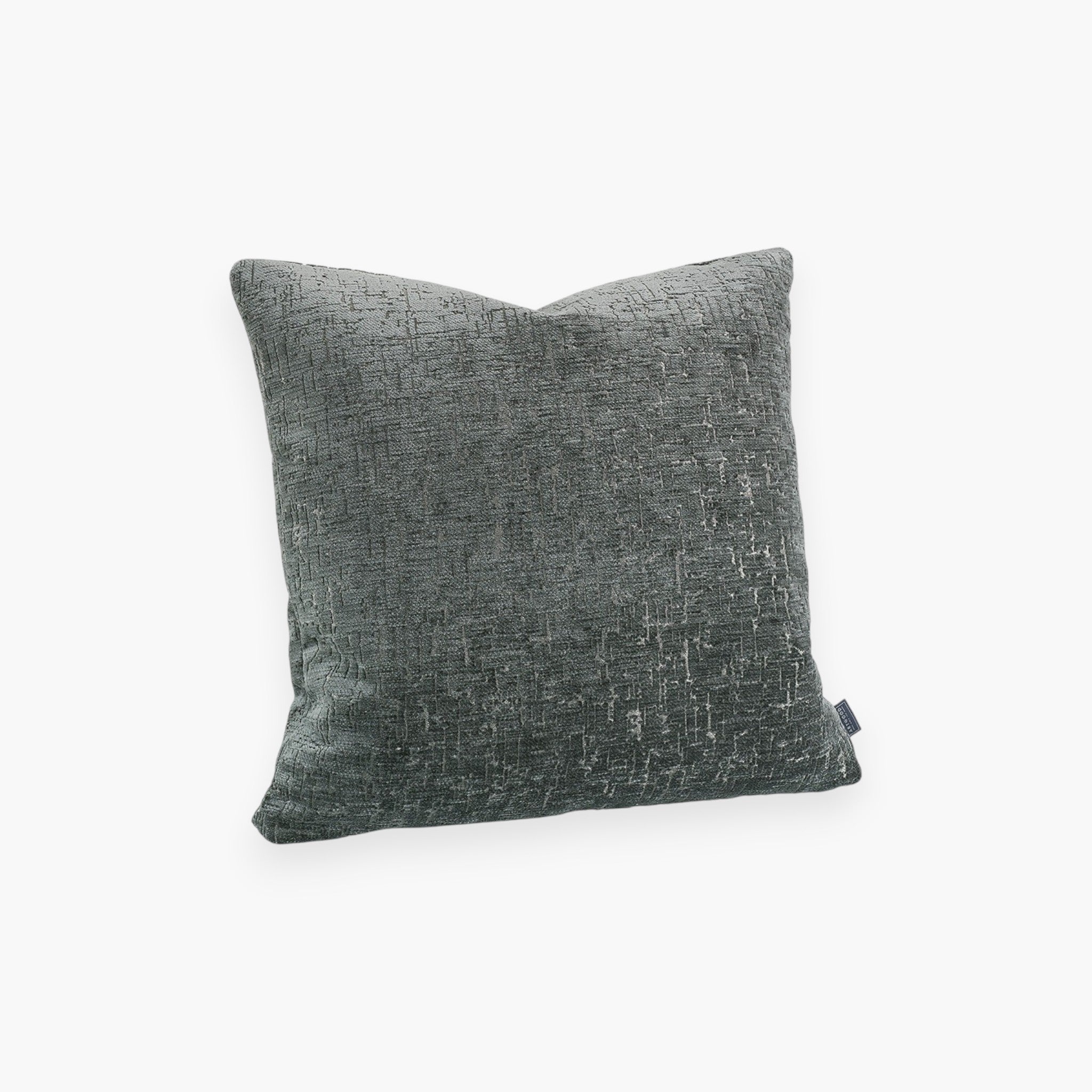 Lyckåsen Iceland anthracite cushion cover with a textured woven finish and hidden zipper closure.
