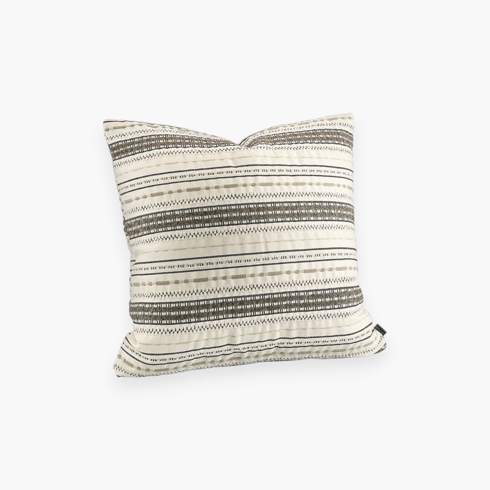 Lyckåsen Modica cushion cover in nature beige with a textured woven striped pattern and hidden zipper closure.