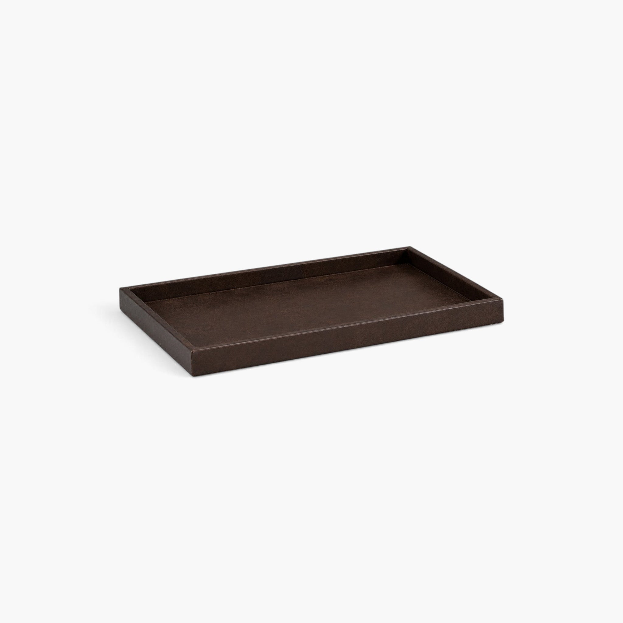 Lyckåsen Montero rectangular decorative tray in black leather for home organization and serving.