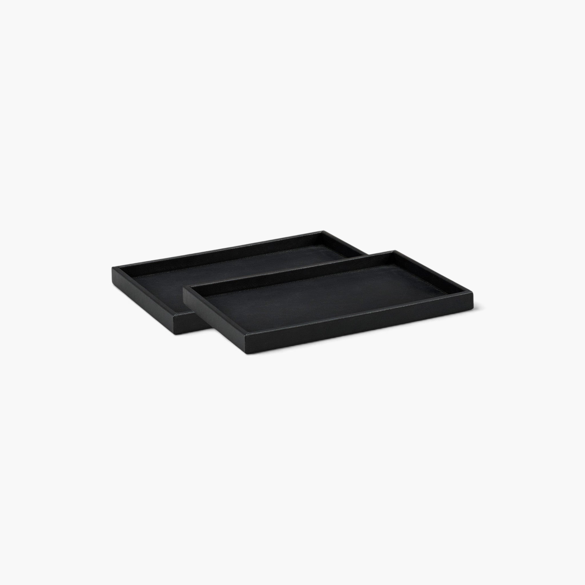 Lyckåsen Montero set of two rectangular black leather trays for home organization and decor
