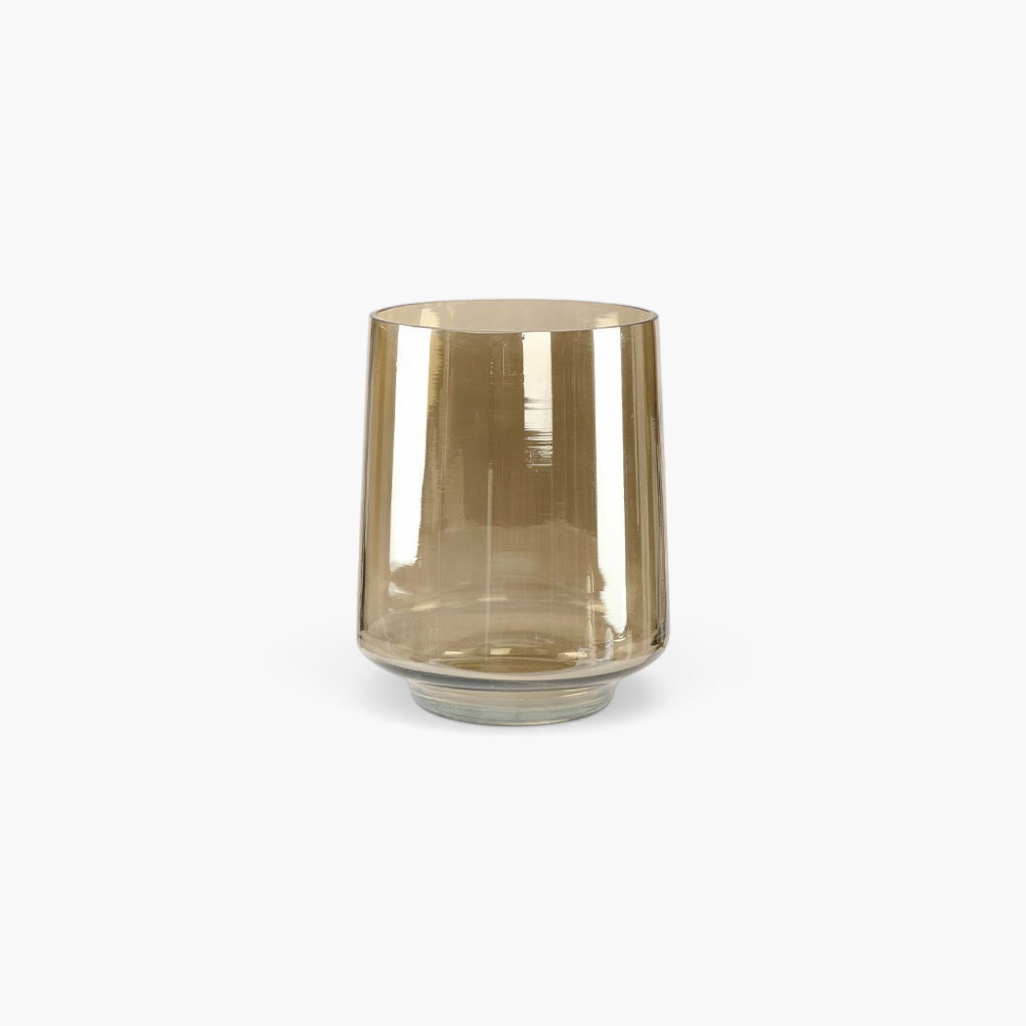 Lyckåsen Reef hand-blown glass candle holder in a translucent smoke brown finish with a unique artisanal design.