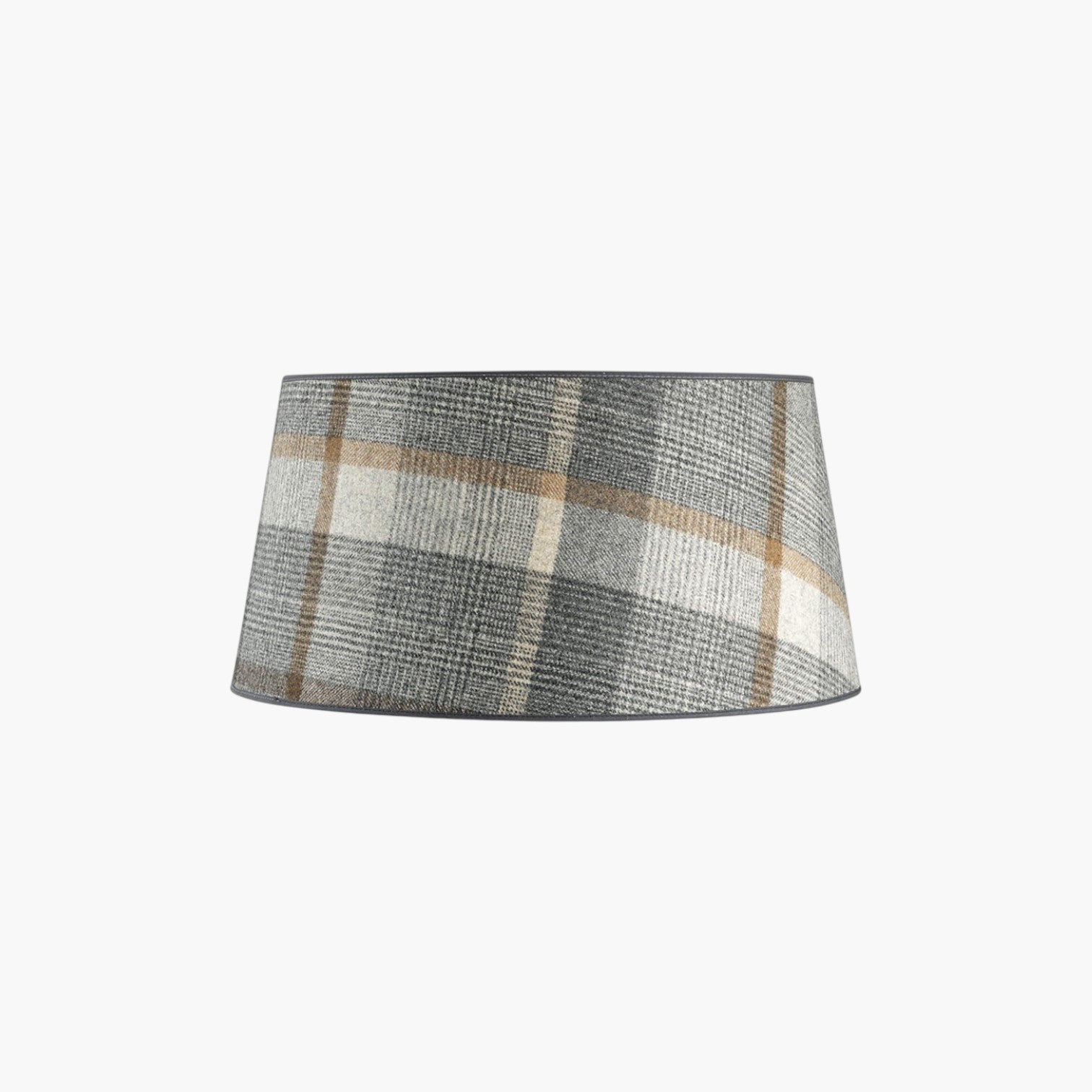 Lyckåsen Shade Classic lampshade in Malham grey plaid fabric with a tapered drum shape for table or floor lamps.