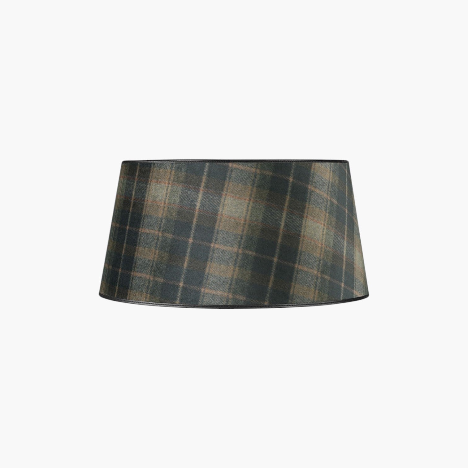 Lyckåsen Shade Classic lampshade in a dark green and brown plaid fabric pattern with a tapered drum silhouette.