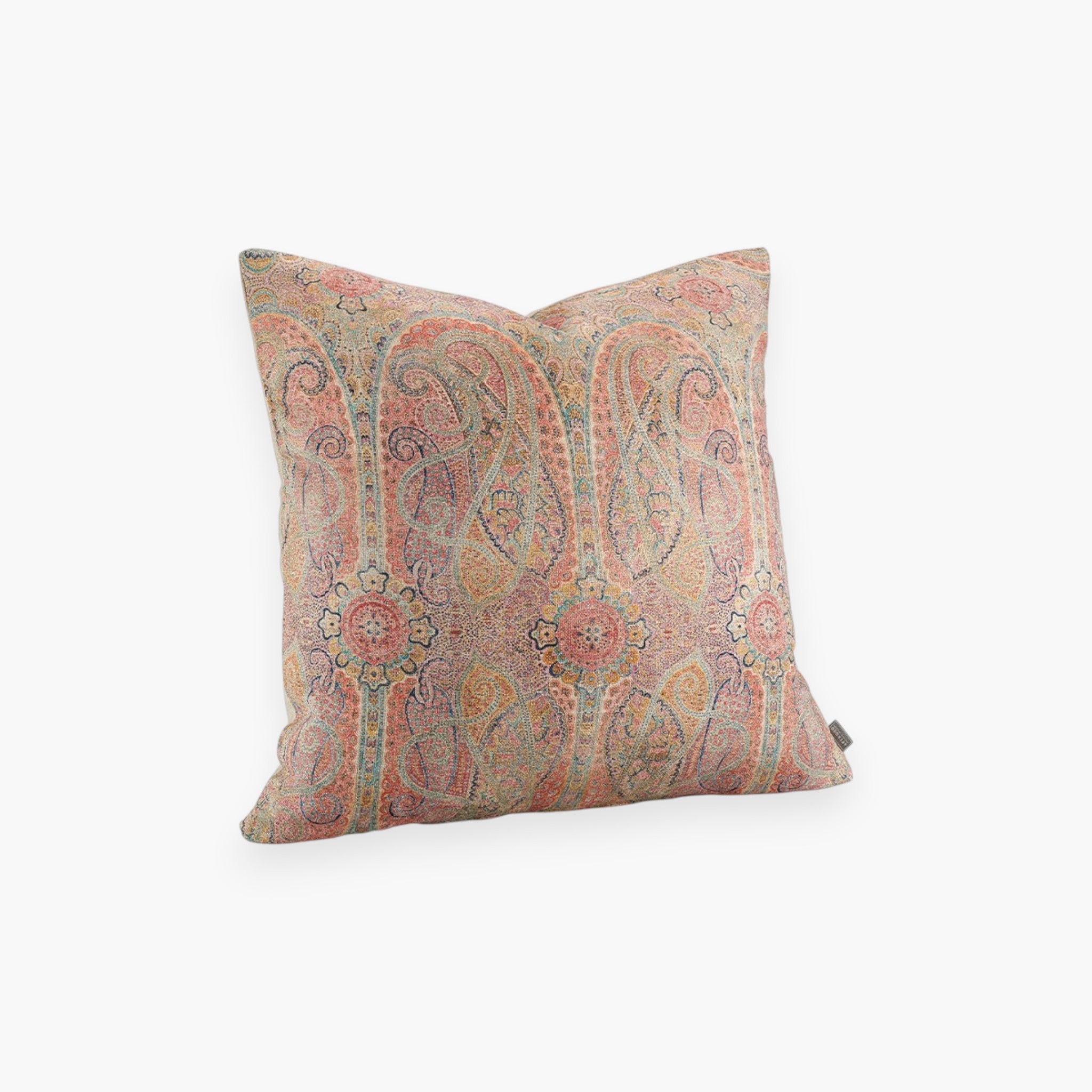 Lyckåsen Sheldon cushion cover in a rose paisley woven linen blend fabric with a sophisticated decorative pattern.