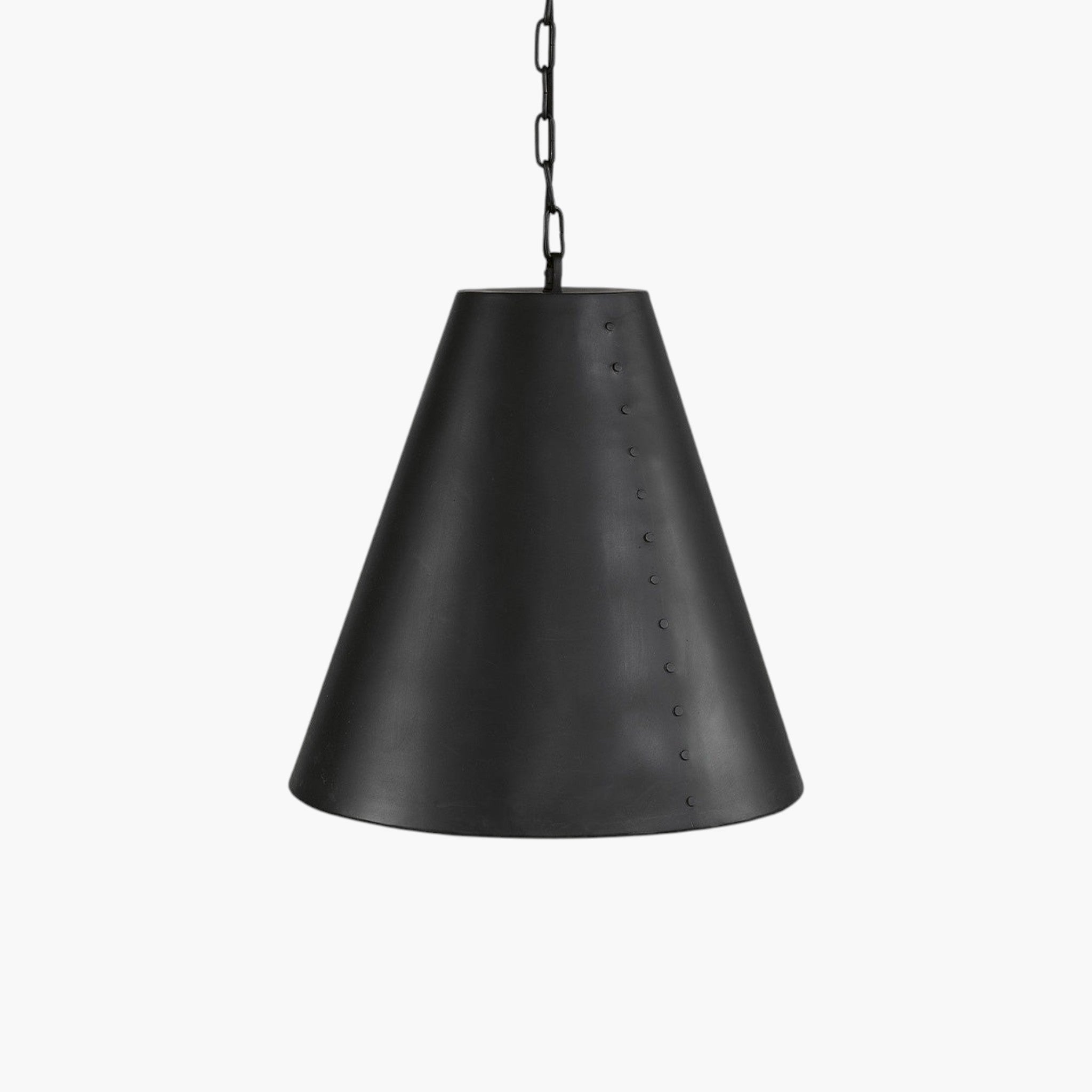 Lyckåsen Toronto metal pendant lamp in matte black with a gold interior, featuring a chain suspension.