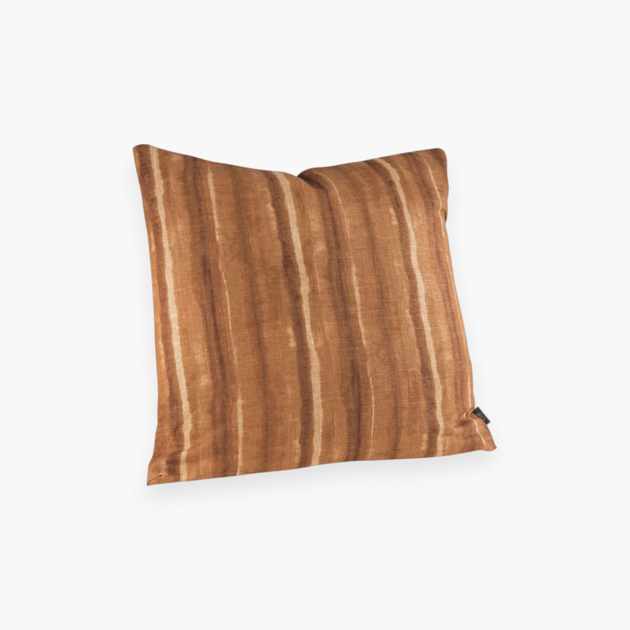 Lyckåsen Tulane rust-colored linen and rayon blend cushion cover with a hand-painted organic striped pattern.