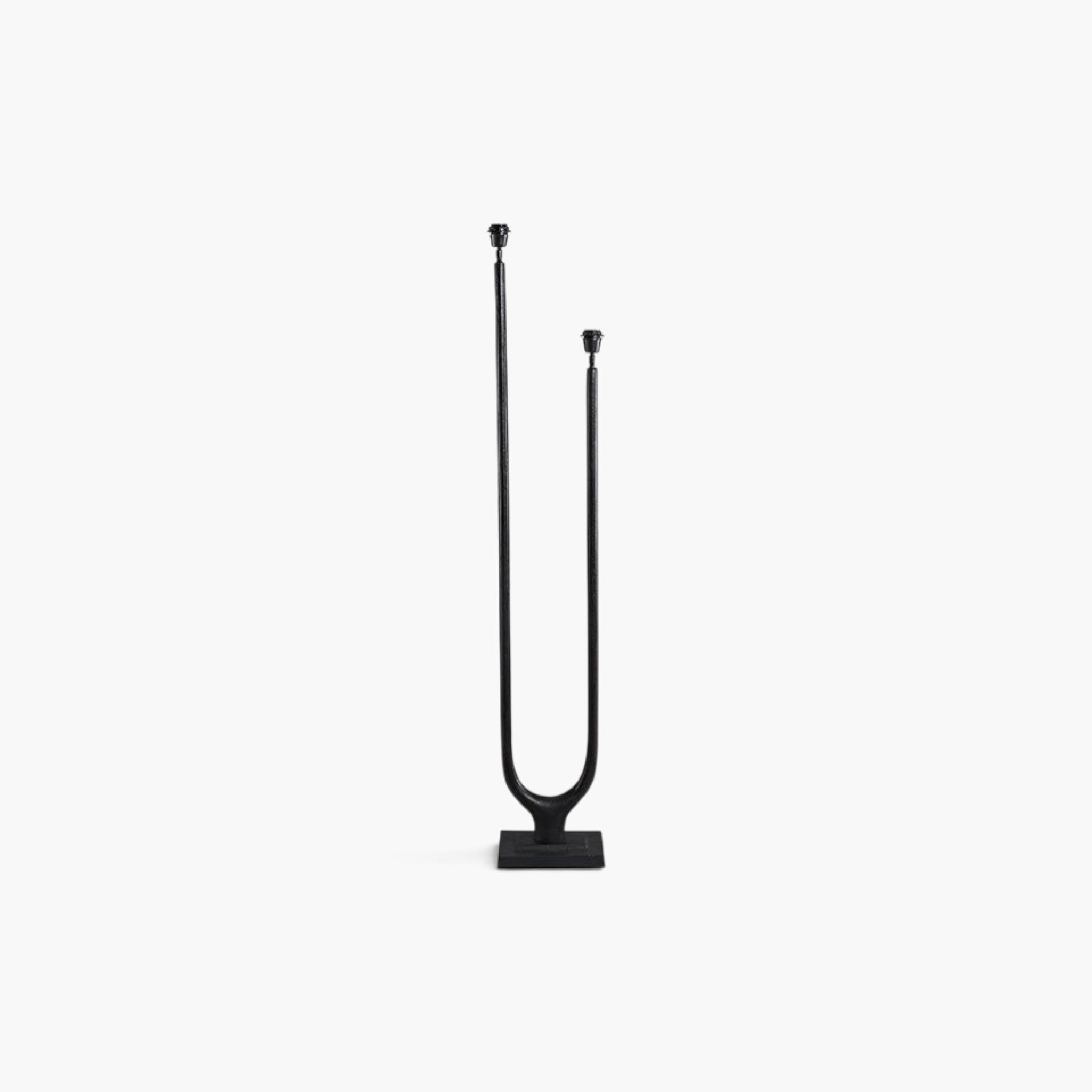 Lyckåsen Twin floor lamp base in matte antique black metal with a modern two-arm design for two E27 light bulbs.