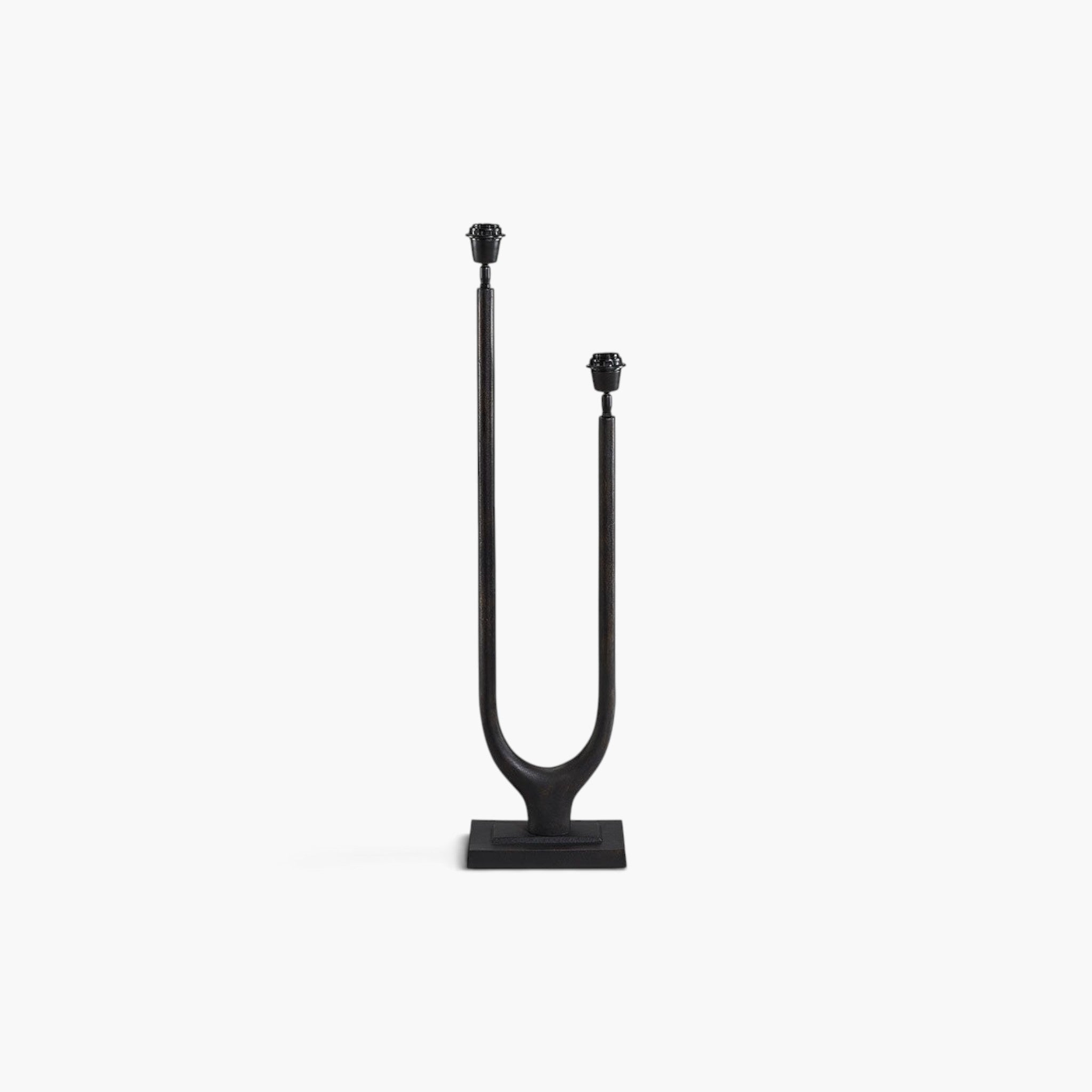 Lyckåsen twin table lamp base in antique black bronze metal with a modern two-armed design for E27 bulbs.