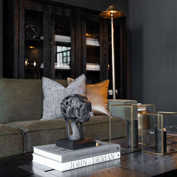 Panther staty Antique Black / Bronze