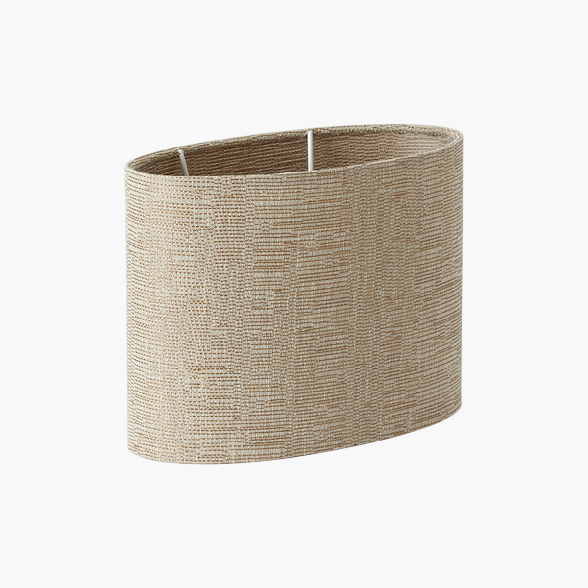 Lyckåsen Qvist modern oval lampshade in beige with a textured fabric finish, ideal for narrow spaces.
