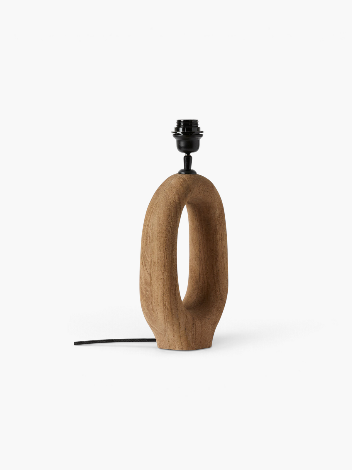 Lyckåsen Qvist 408 table lamp in light brown sandblasted natural wood with an organic, sculptural oval shape.