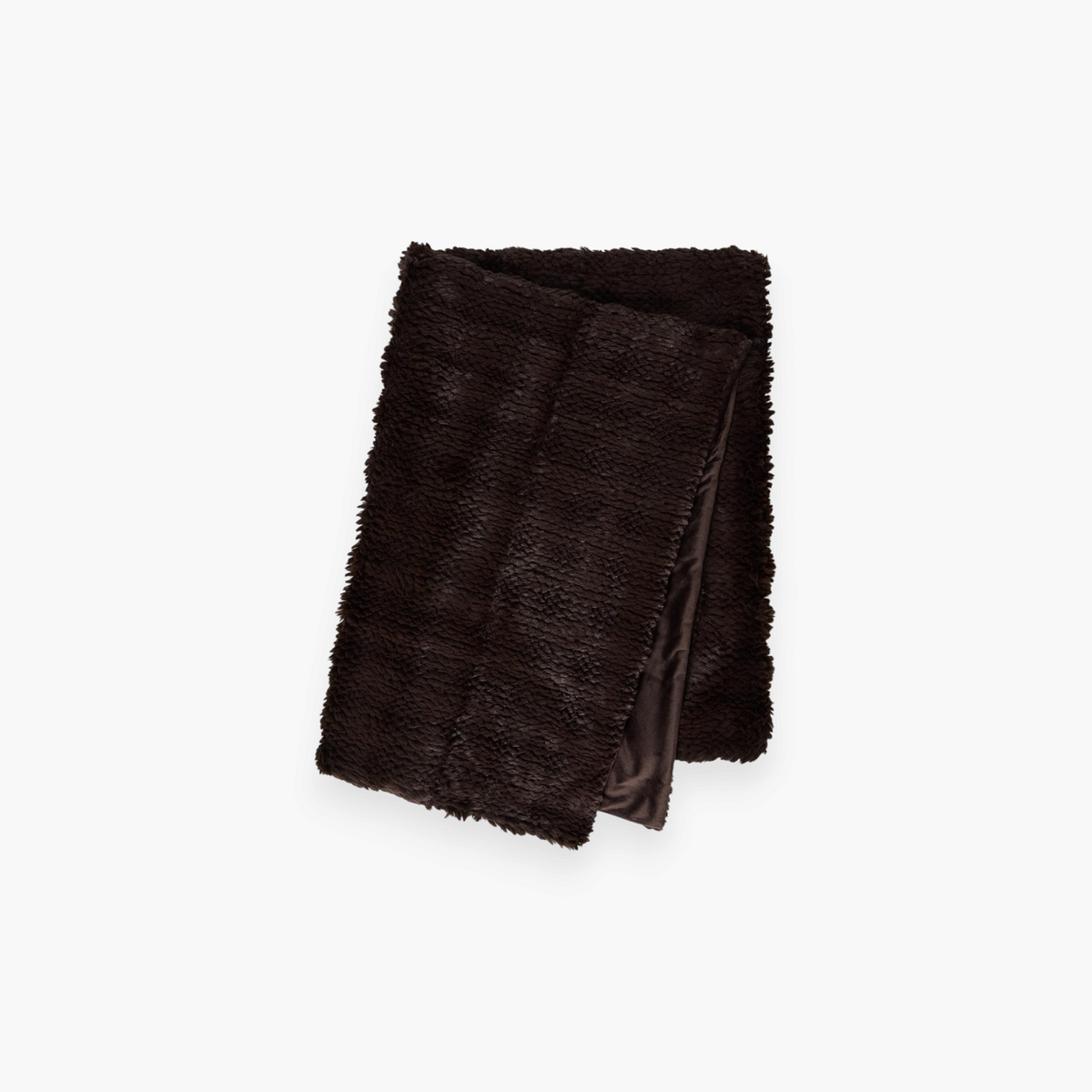 Lyckåsen Tuva brown polyester throw blanket with a soft fluffy texture and smooth plush backing