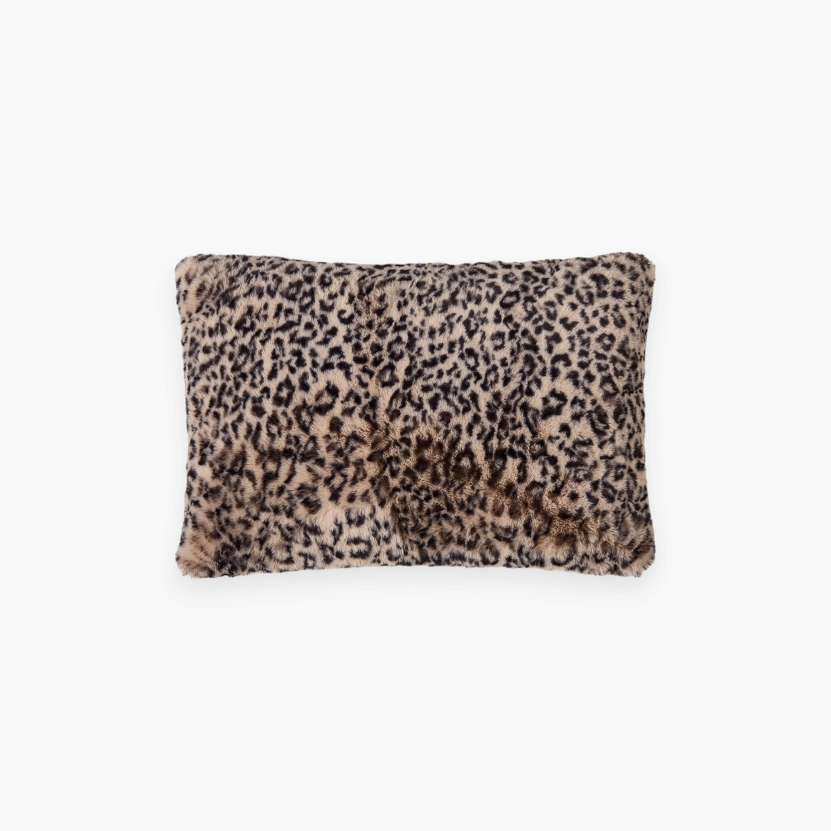 Lyckåsen Leo L cream polyester cushion with a soft faux fur leopard print pattern, 40x60 cm rectangular throw pillow.