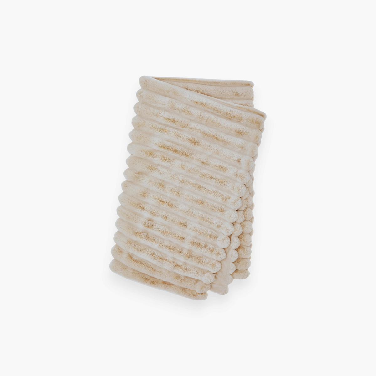 Lyckåsen Liny beige polyester throw blanket with a soft textured striped pattern and plush backing