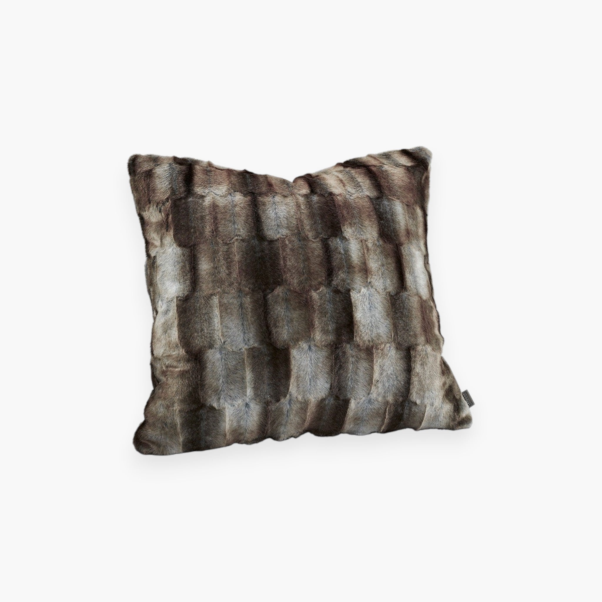 Lyckåsen Belmont grey faux fur cushion cover with a soft, mottled texture and hidden zipper closure.