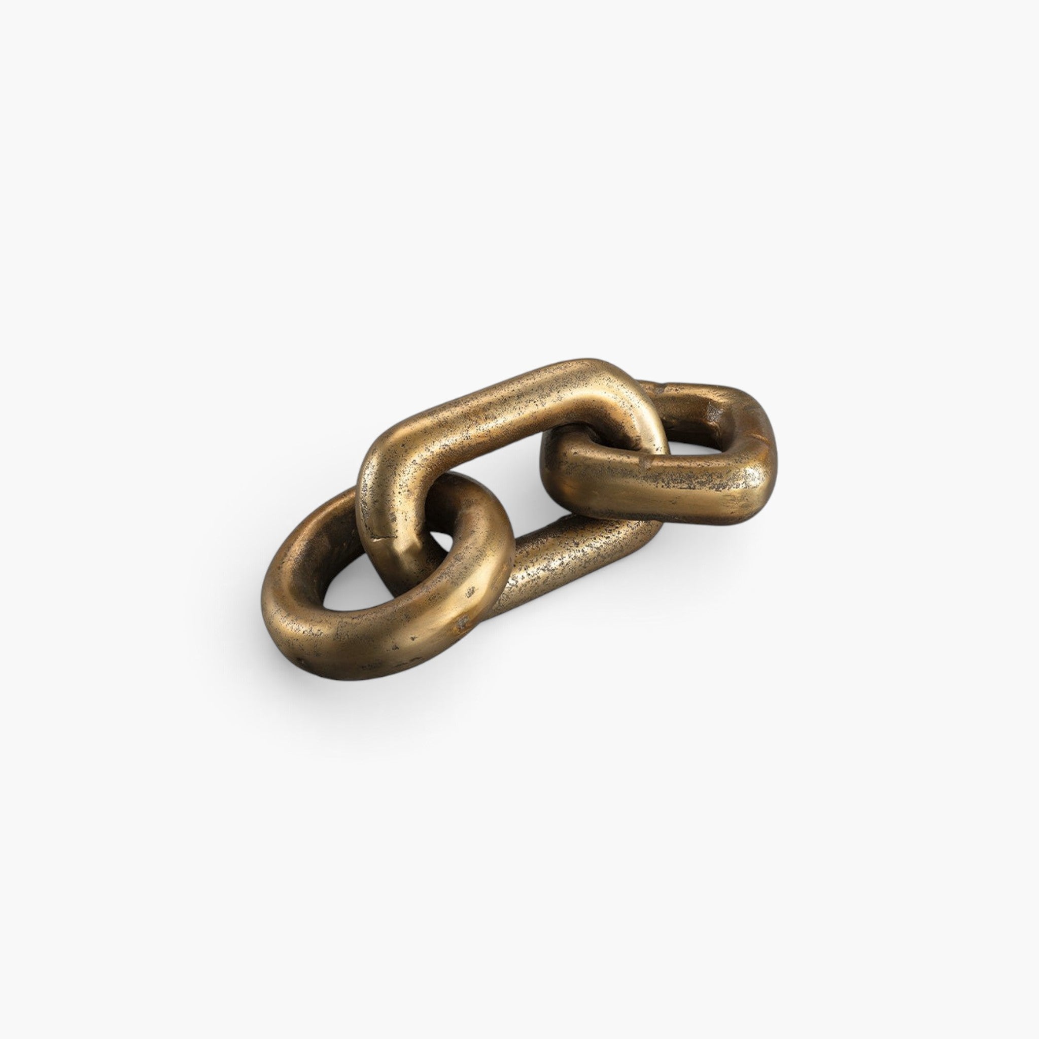 Lyckåsen Besano decorative metal chain in antique brass finish with three industrial style links