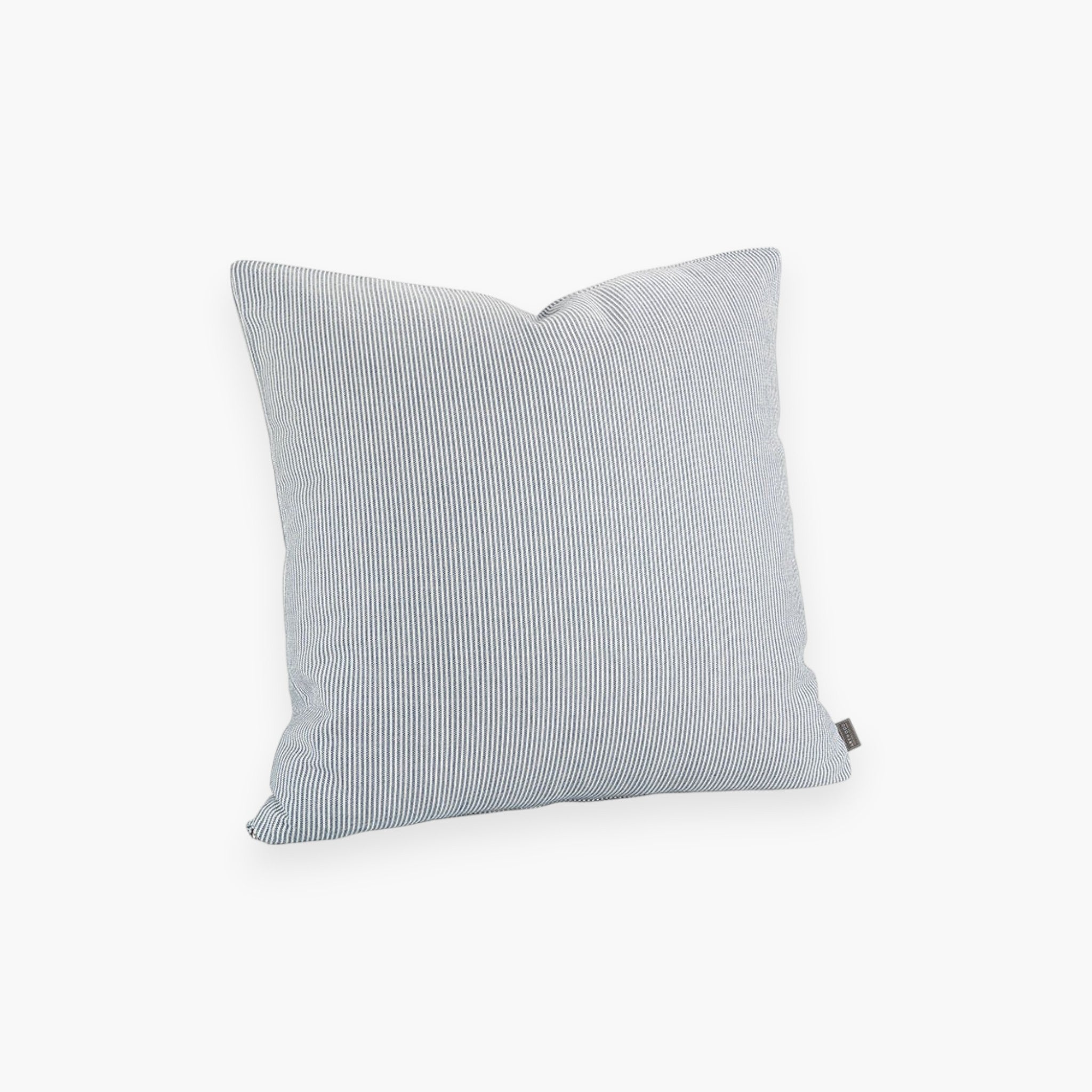Lyckåsen blue pin stripe outdoor cushion cover made from durable weather-resistant fabric with a hidden zipper.