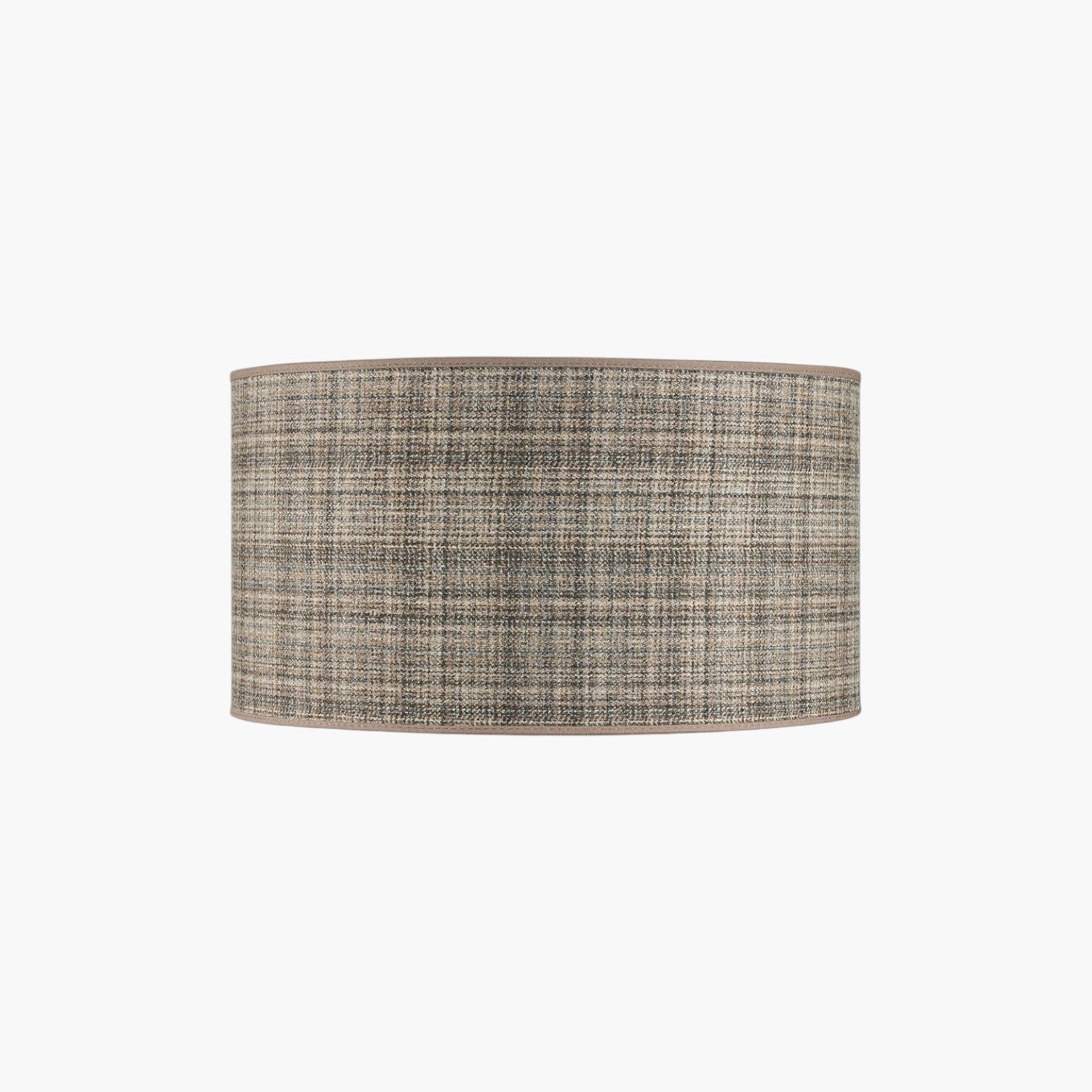 Lyckåsen Shade Cylinder lampshade in a brown plaid fabric pattern with a classic cylindrical design.