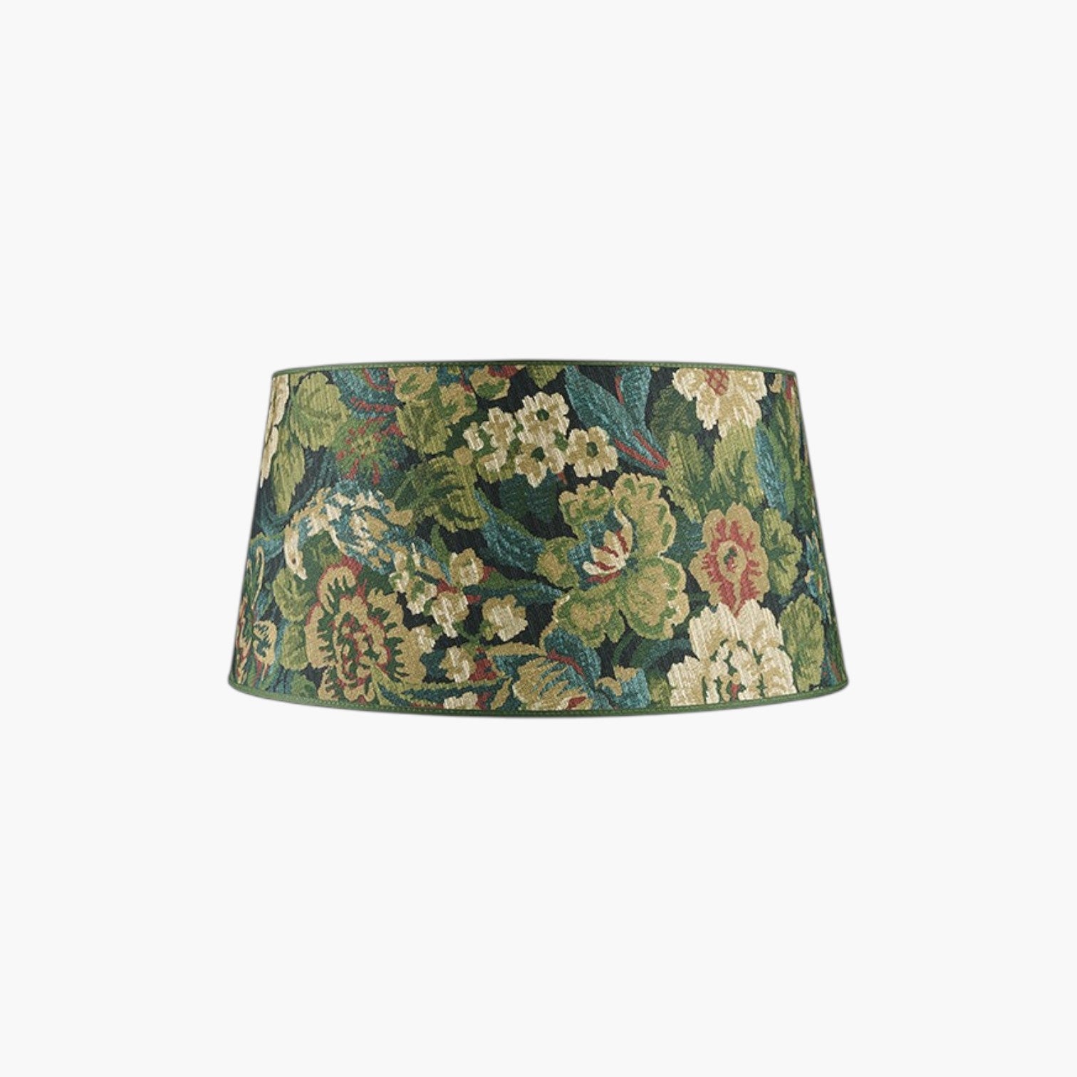 Lyckåsen Shade Classic lampshade in Ebonleaf flower green fabric with a traditional floral pattern