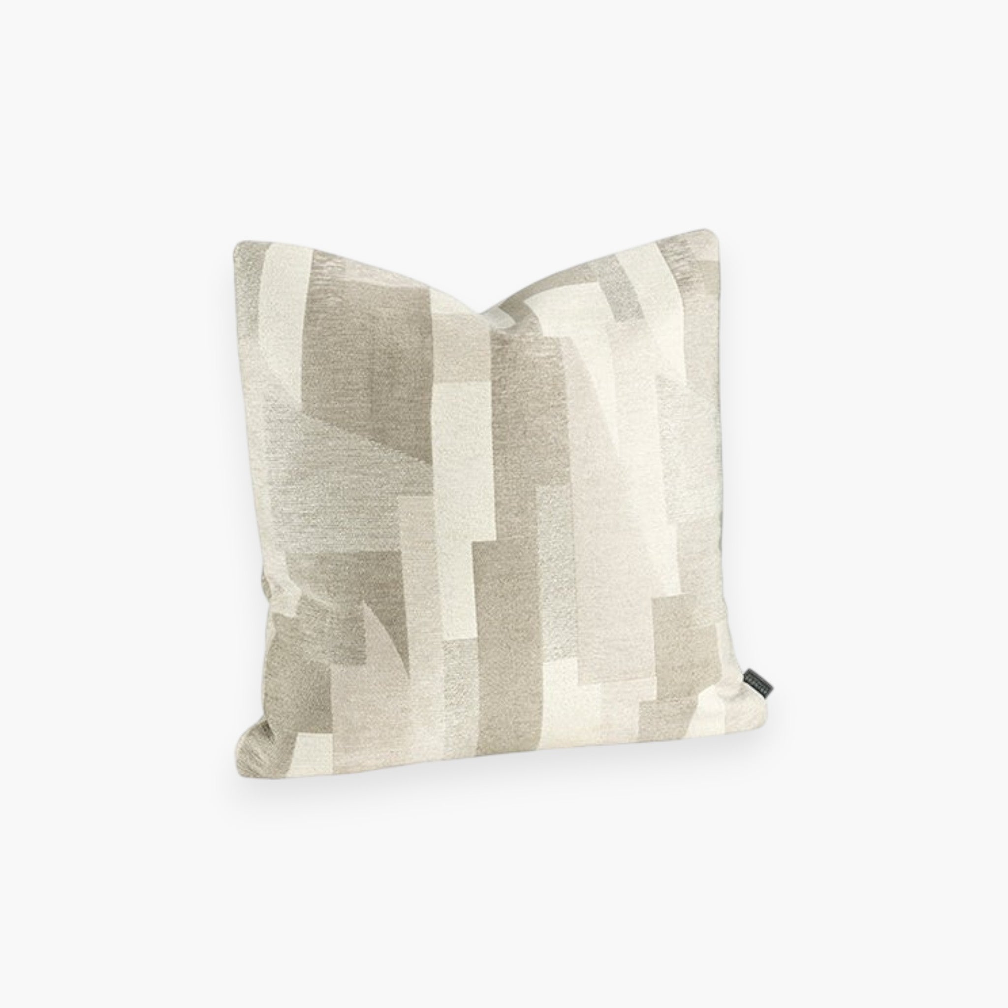 Lyckåsen Foggia beige cushion cover in a soft viscose blend with a stylish geometric pattern and hidden zipper.