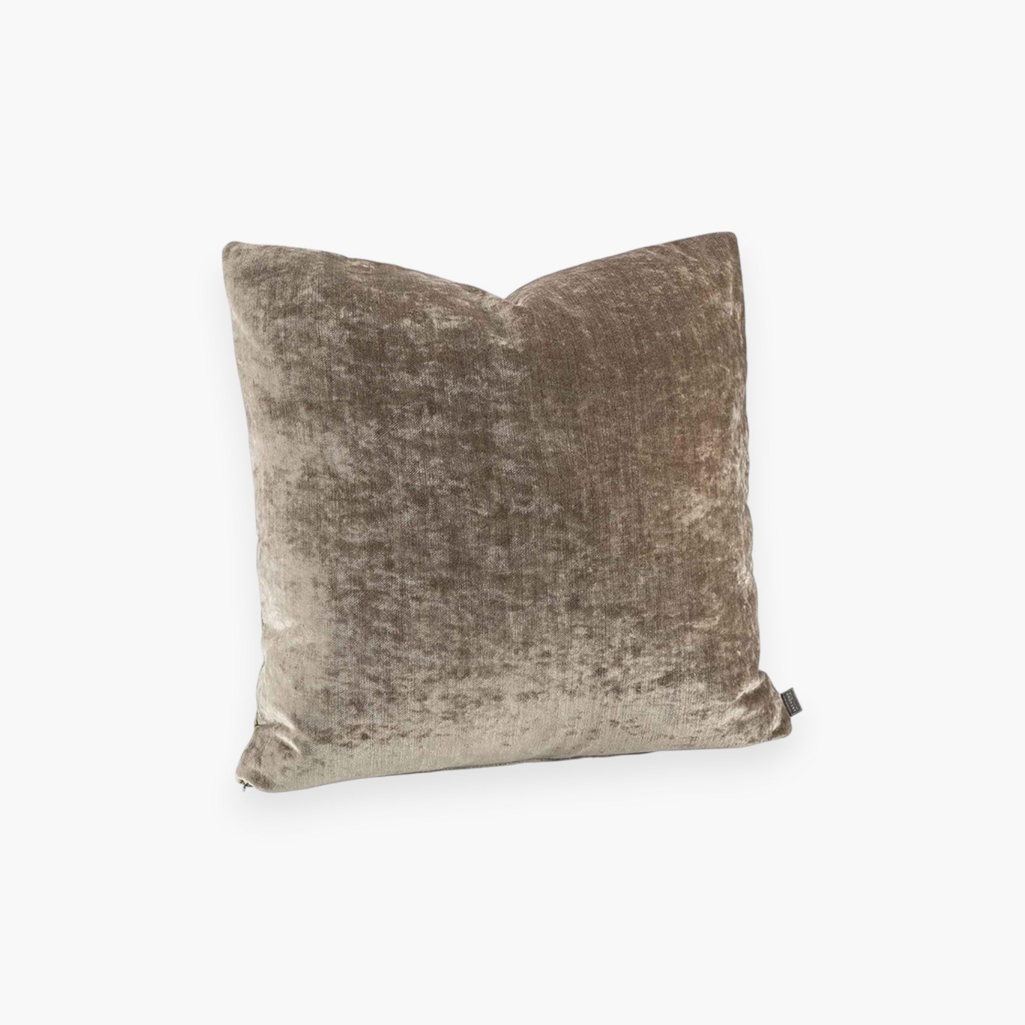 Lyckåsen Garda beige velvet cushion cover with a soft, shimmering texture and a hidden zipper closure.