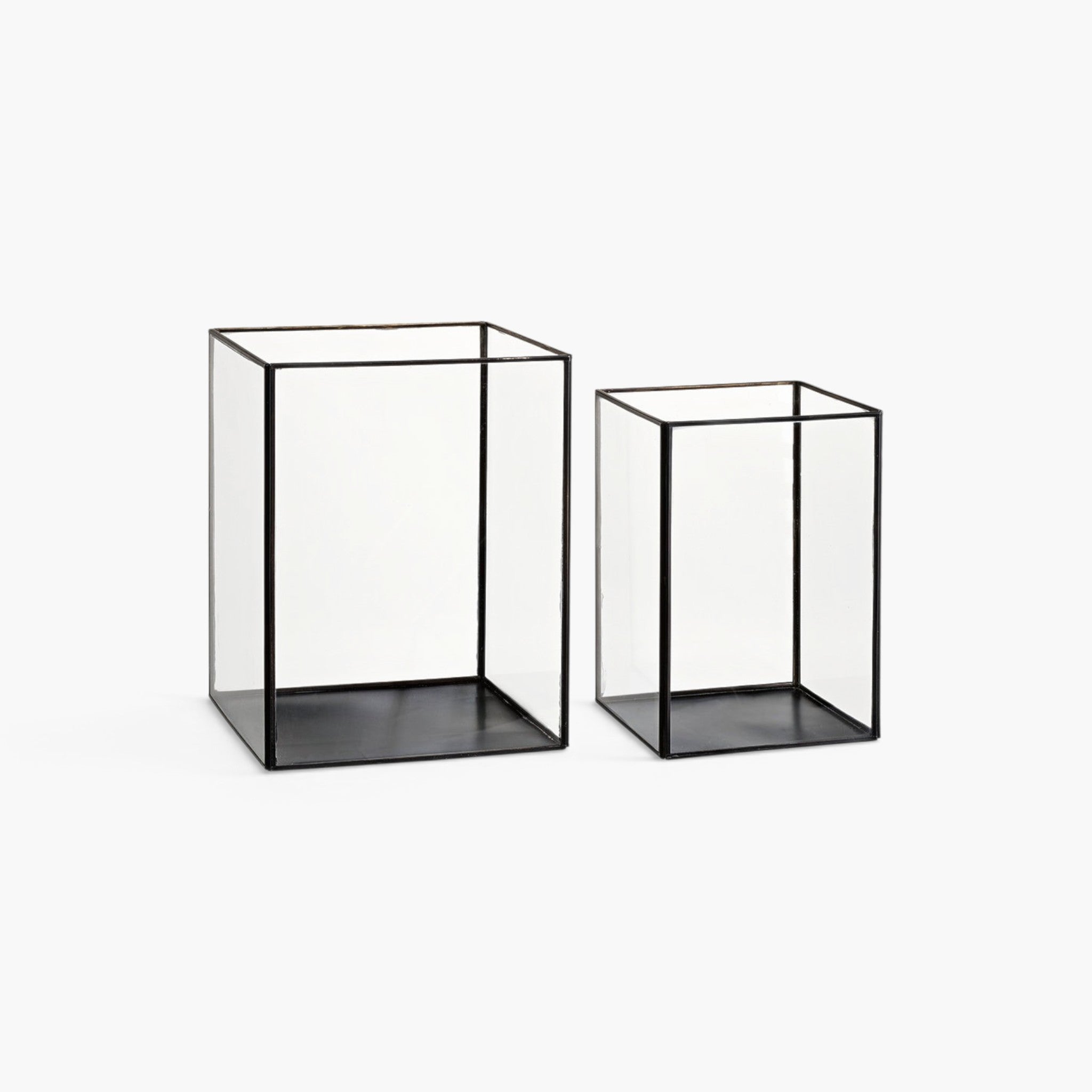 Lyckåsen Lausanne 2-pack rectangular lanterns in antique bronze metal and clear glass for indoor or outdoor use.