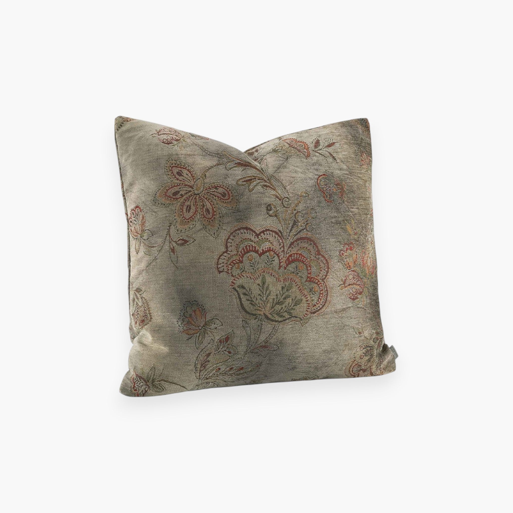 Lyckåsen Miralago taupe woven cushion cover with a subtle floral print and textured fabric finish.
