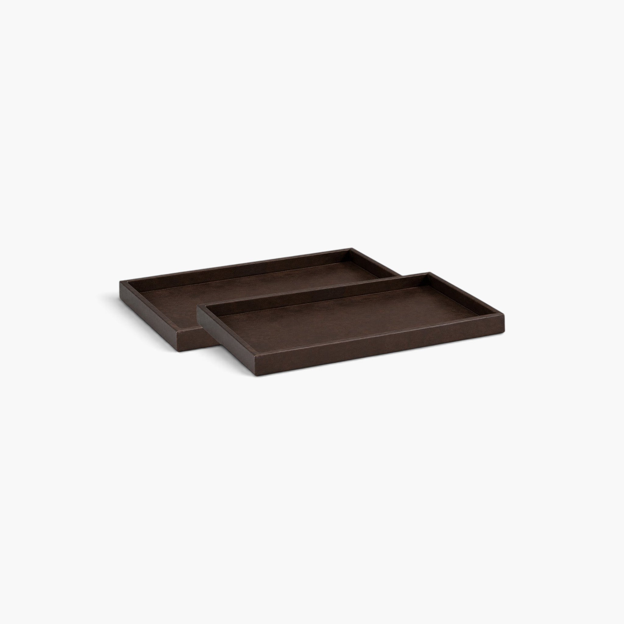 Lyckåsen Montero set of two rectangular deep brown leather decorative trays for home organization