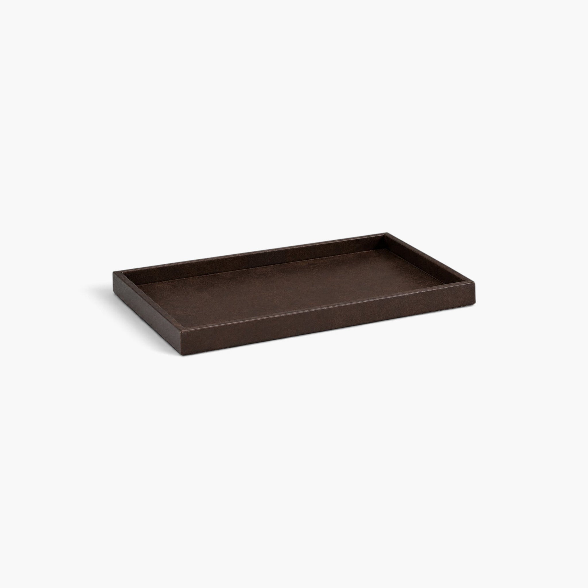 Lyckåsen Montero rectangular decorative tray in deep brown leather for home organization or serving.