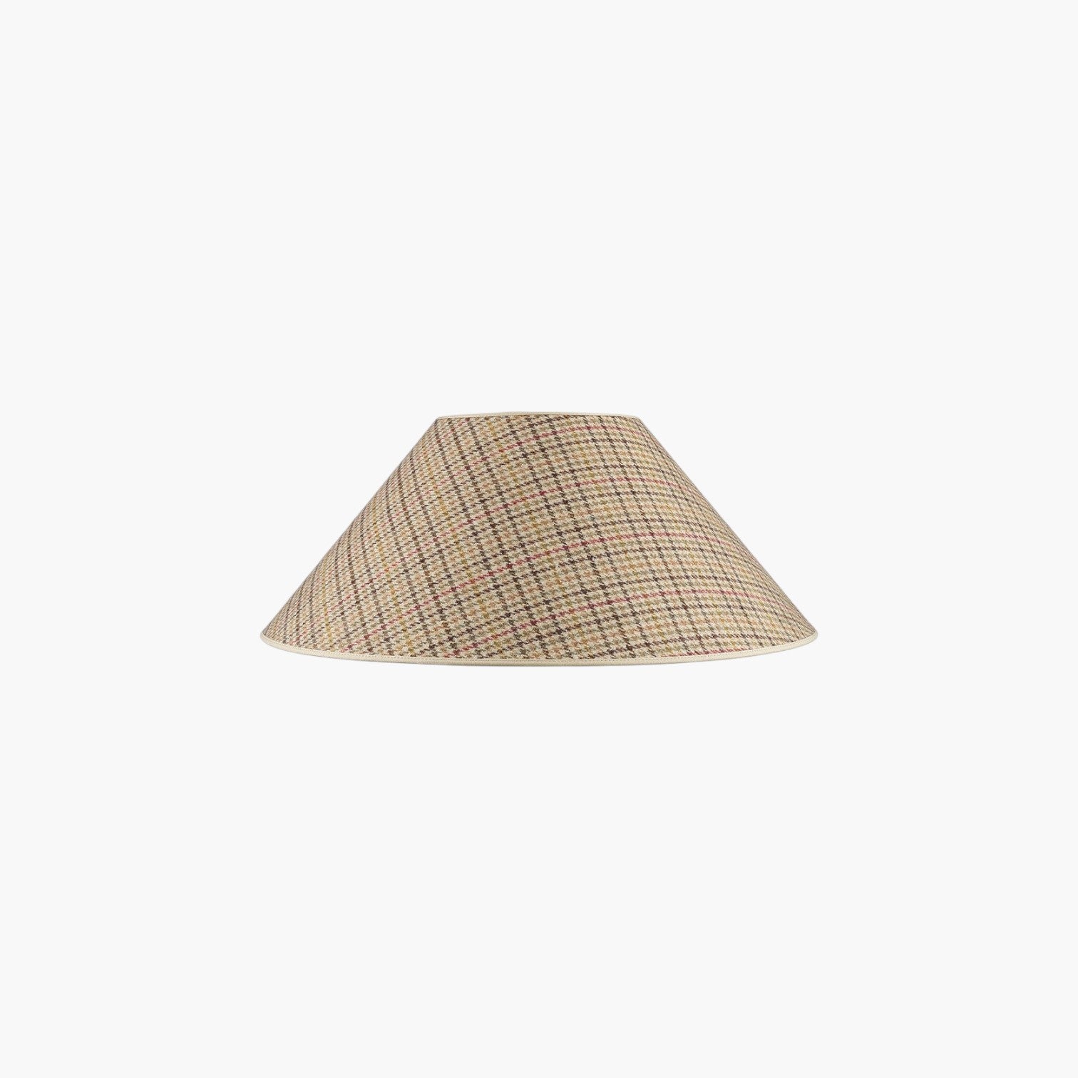 Lyckåsen Non La lampshade in forest green Harris Tweed with a classic conical shape and textured wool pattern.