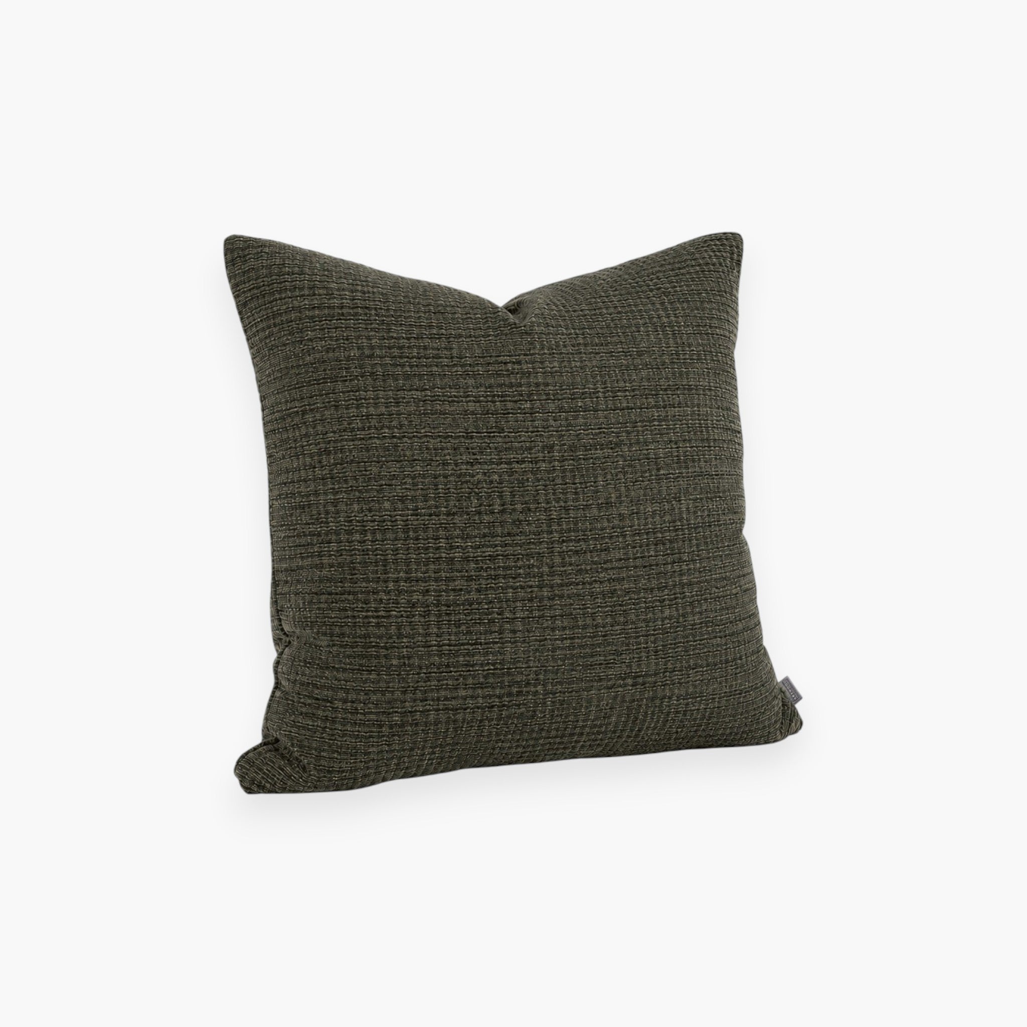 Lyckåsen Orvino olive green textured cushion cover with a hidden zipper closure