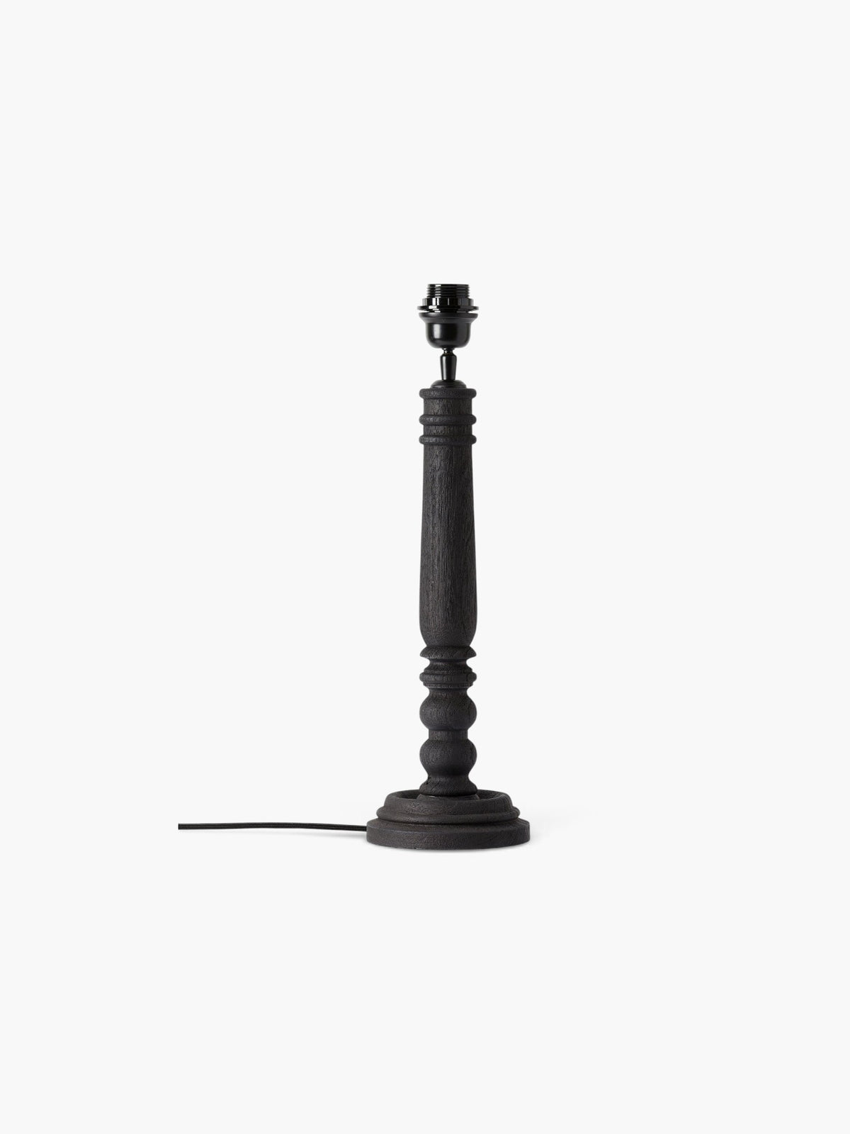 Lyckåsen Qvist 410 black turned wood table lamp base with a sandblasted texture and E27 socket