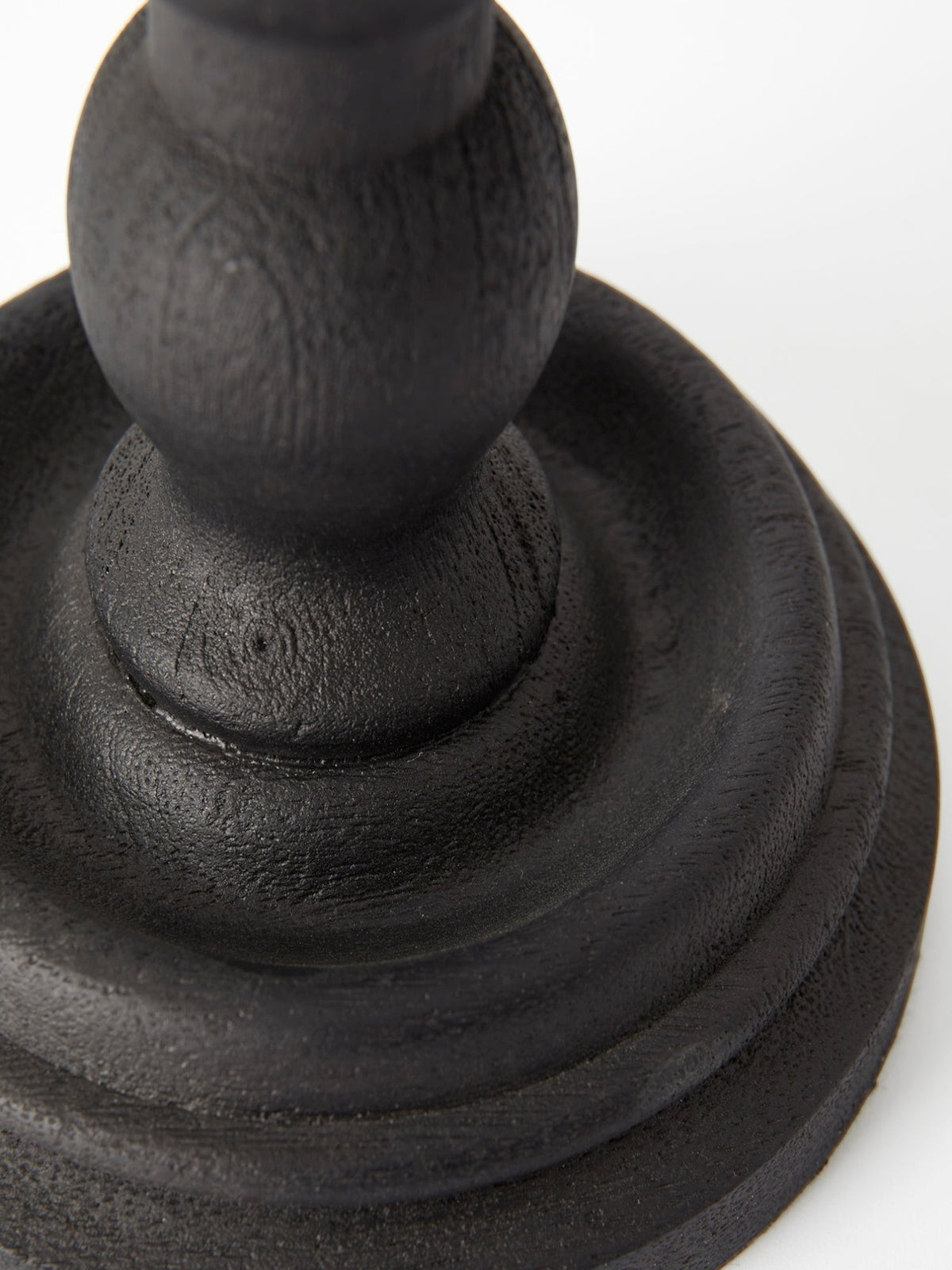 Lyckåsen Qvist 410 black table lamp base with a turned wooden design and sandblasted textured finish