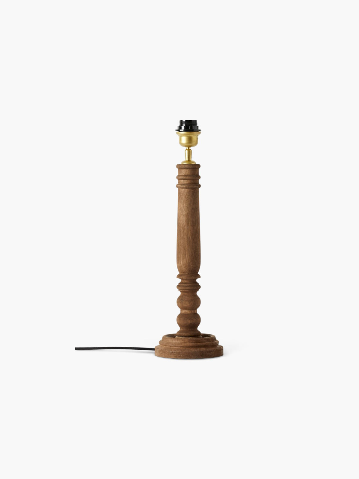 Lyckåsen Qvist 410 brown stained wooden table lamp base with a sandblasted finish and classic turned silhouette.