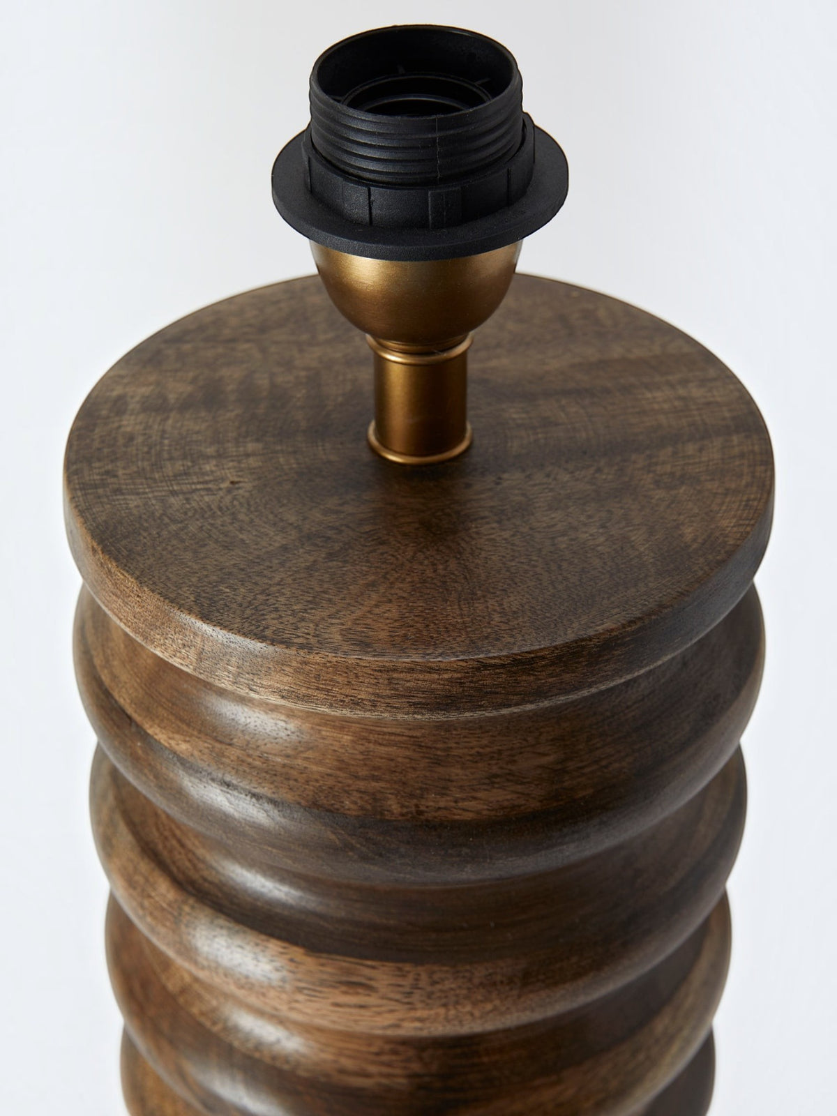 Lyckåsen Qvist 412 table lamp base in dark walnut wood with a ribbed cylindrical design and E27 socket