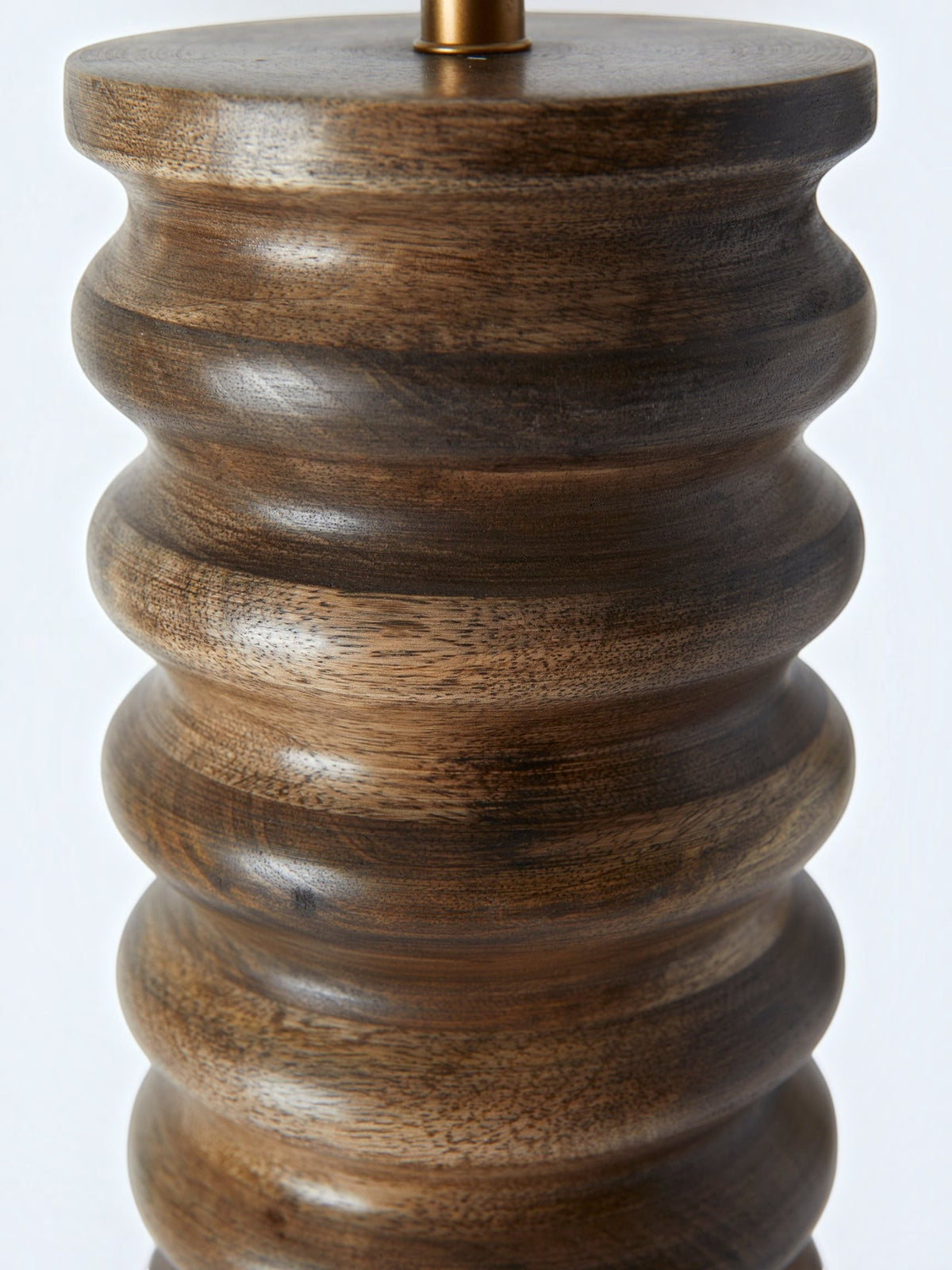 Lyckåsen Qvist 412 table lamp base in warm walnut wood with a smooth, ribbed cylindrical design.