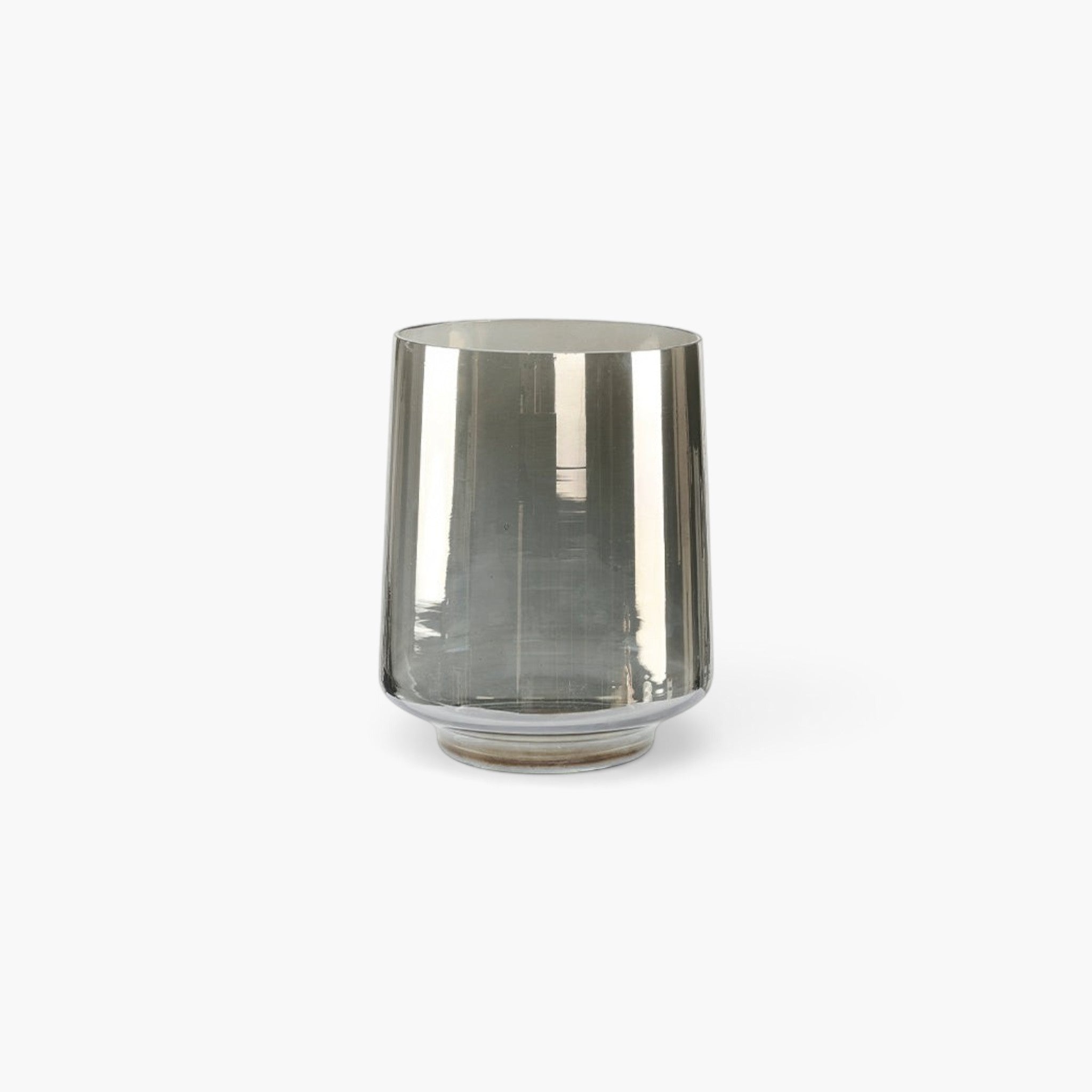 Lyckåsen Reef candle holder in hand-blown smoke grey glass with a unique, artistic design.