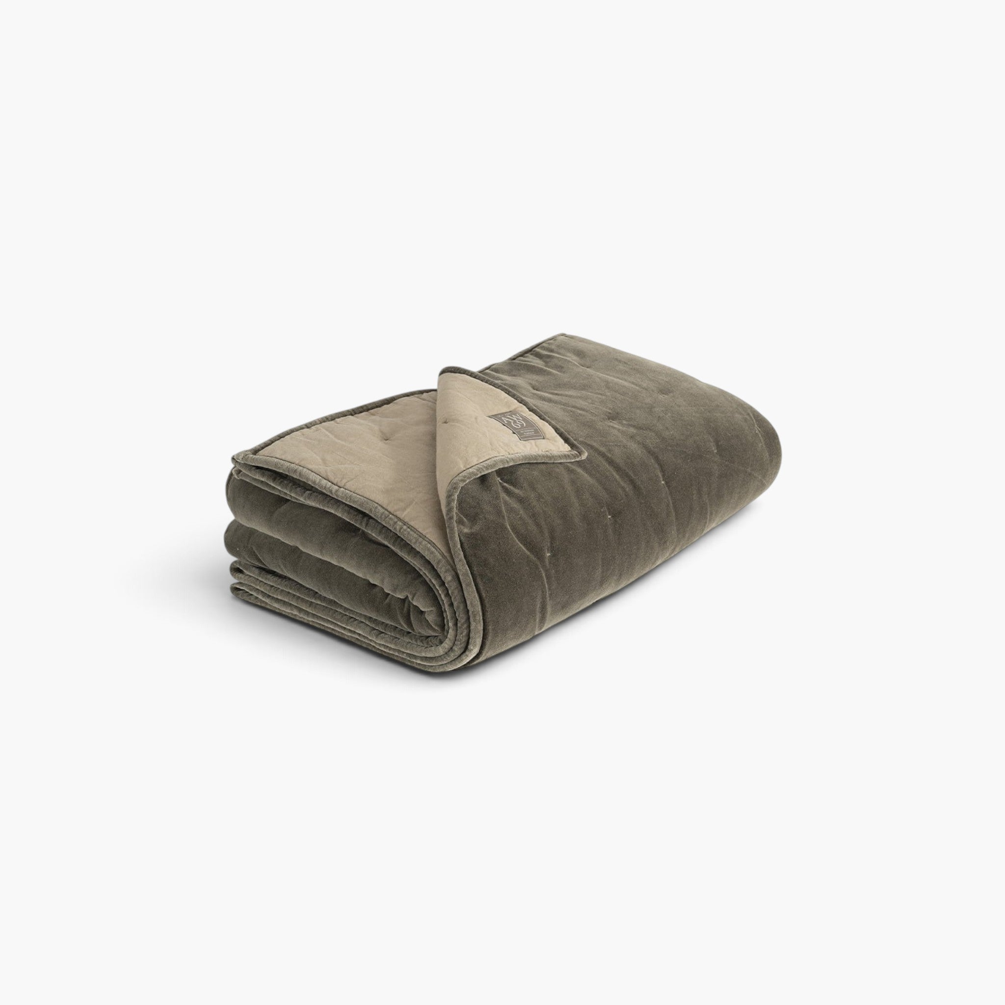 Lyckåsen Santana washed taupe cotton bedspread with quilted cross pattern and soft piped edges