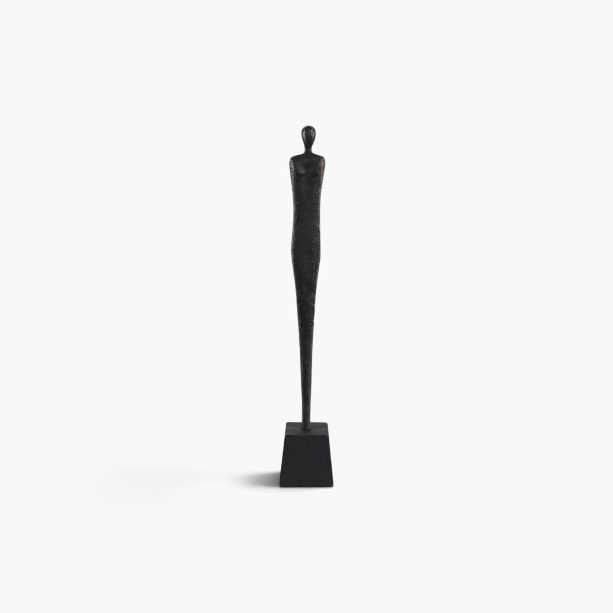 Lyckåsen Uomo minimalist male silhouette statue in antique black bronze metal with a textured matte finish
