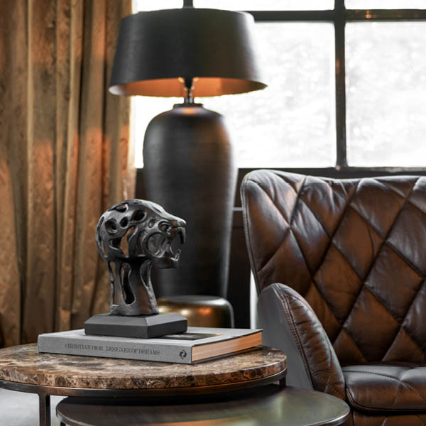 Panther staty Antique Black / Bronze